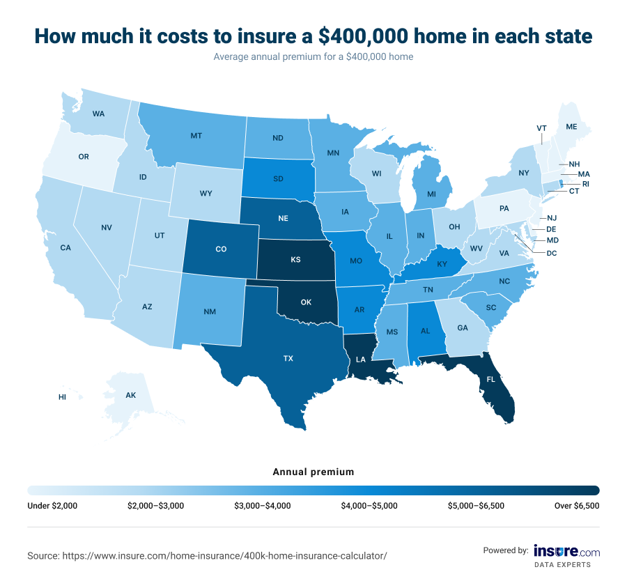 400K home insurance by state