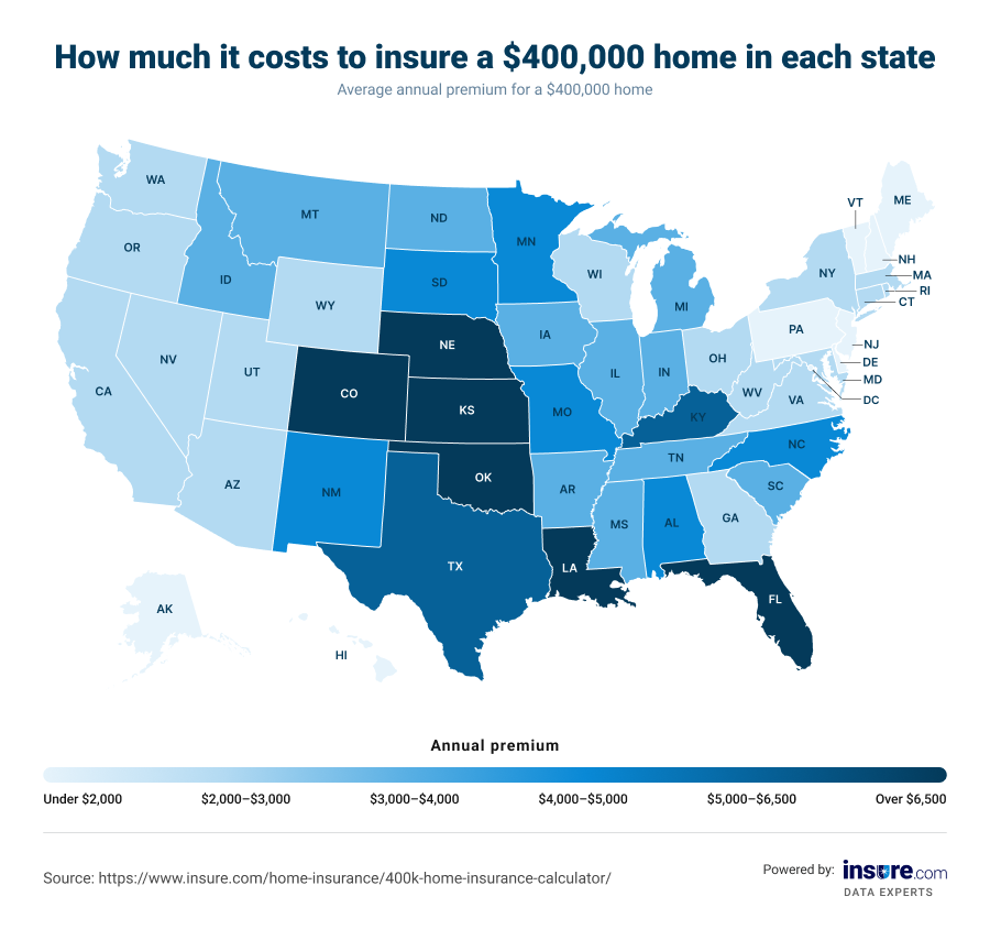400K home insurance by state